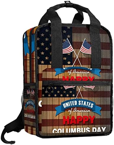 Tbouobt Travel Mackpack Laptop Laptop Casual Mochila Para Mulheres Homens, Happy Columbus Day Flag