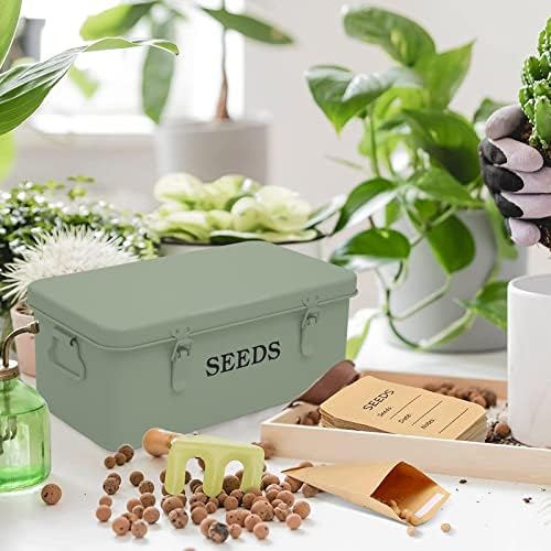 Caixa de economia de sementes Xbopetda, caixa de sementes de metal, caixa de organizador de armazenamento de sementes,