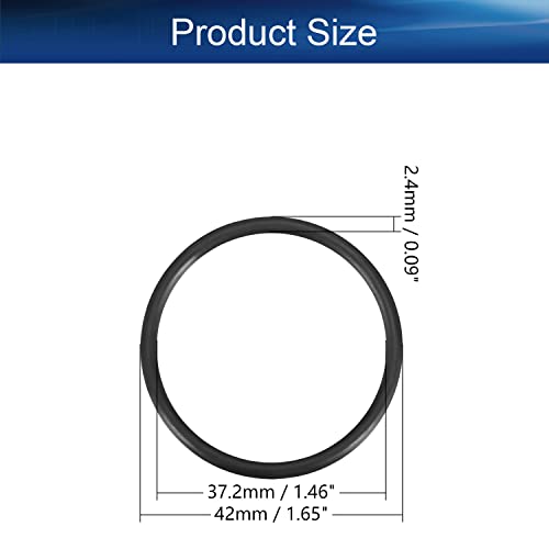 Bettomshin 10pcs Nitrile Ring Rings, 42mm OD 37,2mm ID 2,4 mm Largura, Métrica de vedação de buna-nitrila arruela de vedação de vedação