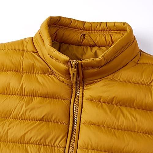 Qqyy coletes de colete de algodão masculino Stand colar inverno quente jaqueta de mangas acolchoada casual gilet roupas de gilet, amarelo, xxl