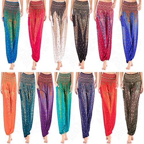 Andongnywell Festival feminino Hippie Hippie Ladies Dye Print Loose Long Yoga Trouser Sports Lanters