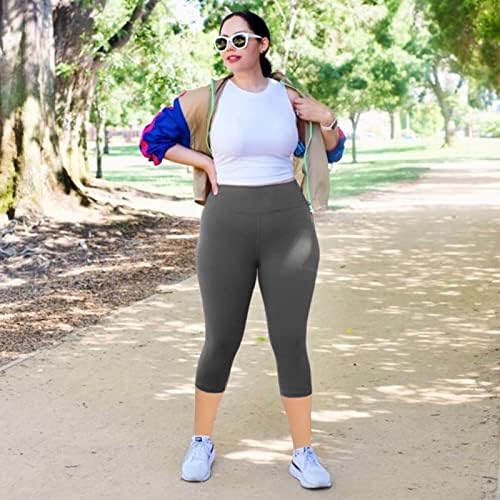 New Young 3 Pack Plus Size Leggings com bolsos para mulheres, calças de ioga de controle de barriga de cintura alta