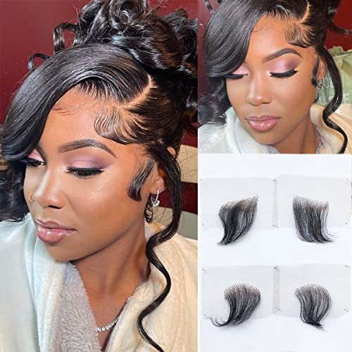 Bordas de cabelo macias e naturais falsas para mulheres negras, bordas de renda Extensões de cabelo, peças de cabelo humanas