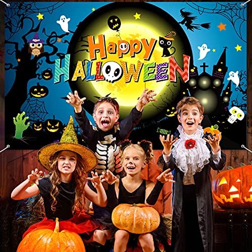 Balanço de decoração de Halloween Feliz Partido do Halloween Faculdade de Halloween Booth Background With Night Moon Witch Batt
