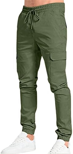 Calças de carga rvide para homens relaxados calças de carga de moda fit com bolsos de cor sólida Slim Fit Fit Long Sweetpante