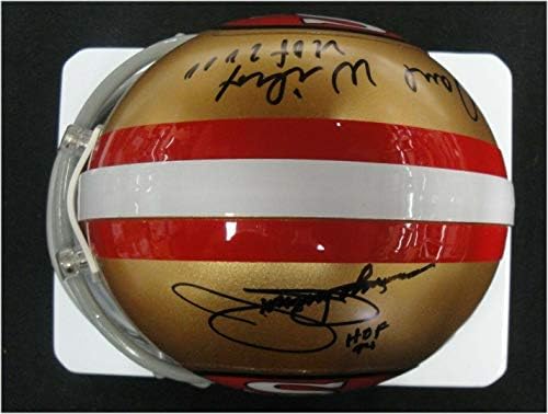 Dave Wilcox Jimmy Johnson Dual assinado Mini capacete Autograph San Francisco 49ers - Mini capacetes autografados da NFL