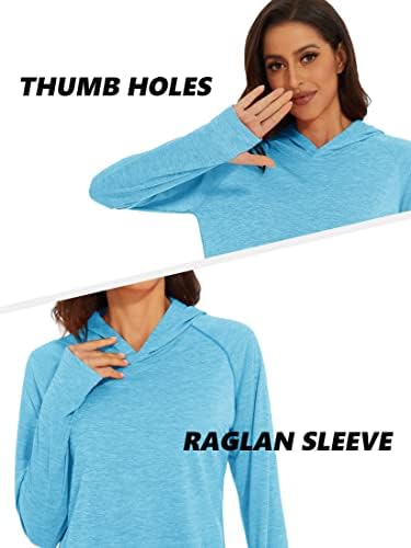 MagComsen feminino UPF 50+ Sun Protection Cirtas Camisas de manga comprida Camisa leve seca rápida para caminhada ao ar livre Athletic