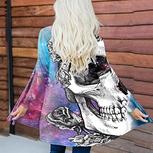 Blusa casual de Halloween feminino Cardigan Cardigan Casual Cardigan Tops de manga comprida