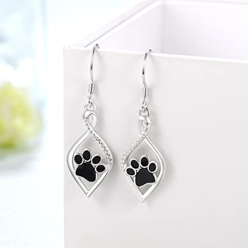 Brincos de pata de cachorro 925 Sterling Silver Puppy Dog Pata Brincos de impressão