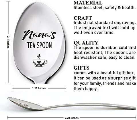 Presente de colher para Nana, Nana's Tea Spoon, Dia das Mães Aniversário de Ação de Graças Presentes de Natal Para