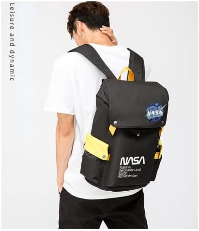 Mounshet NASA Backpack logotipo astronauta carregamento USB + saco de viagem casual de buraco de fone de fone de ouvido