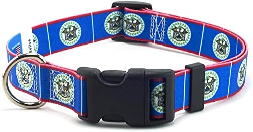 Collar de cachorro Belize | Bandeira de Belize | Martingale Slip-On | Feito em NJ, EUA | Para cães médios | 1 polegada