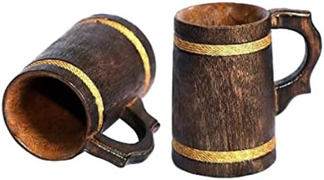 Caneca rústica natural de cerveja rústica Viking Wood Stein Handmade Beer Tankard Capé Capé Capé Presente para Casamento/Natal