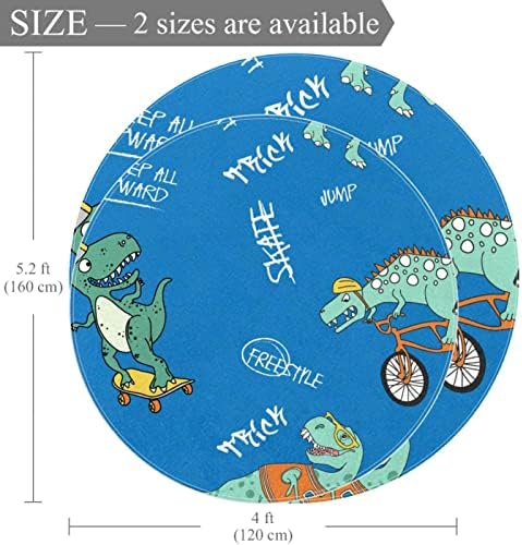 LLNSUPPLY ROUNTE CRIRAS ARENHA RATO DE AREGO BUL Blue Skateboard Dinosaur Pattern Bursery Rapet Pad macio dobrável brincadeira de brincadeira extra grande tapete de rastejamento para crianças pequenas