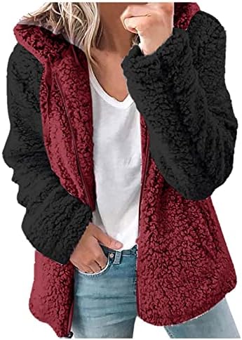 Jaqueta casual feminino zíper up capuz de casaco de casaco quente quente com zíper para costura de manga longa costura de