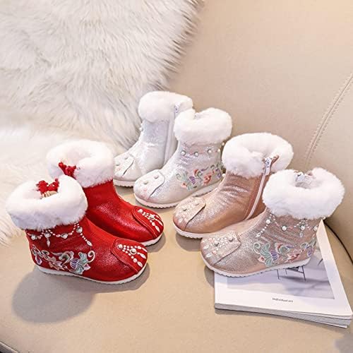 Sapatos para meninas botas de algodão quente botas bordadas botas de estilo nacional princesa botas de algodão sapatos de princesa