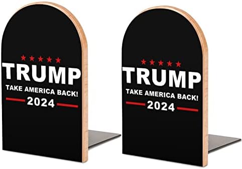 2 PCS Livro de madeira termina, Trump-2024-Take-America-Back! Livros para prateleiras Livros não deslizantes para