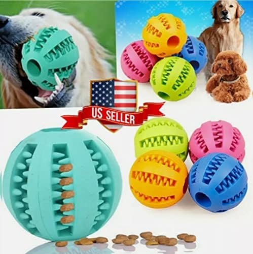 PetsFellow 2 Pack Ball Toy para limpeza de dentes para animais de estimação, mastigação, Bolas de tratamento de QI, alimentador