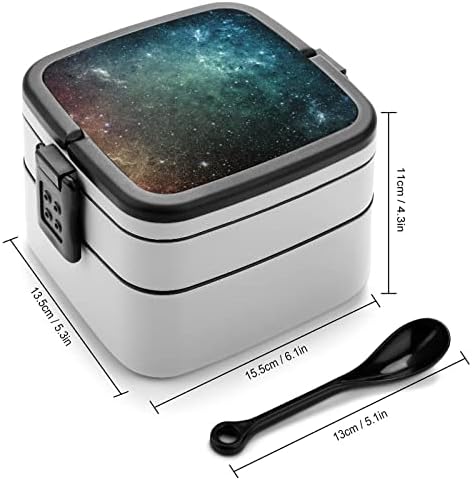 Galaxy Nebula Stars Universo Imprima tudo em uma caixa de bento de dupla camada para adultos/infantis lancheira kit de refeições