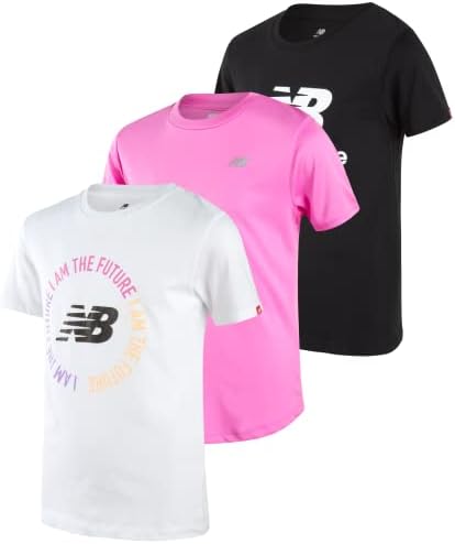 Camiseta atlética para meninas New Balance - 3 pacote ativo de pacote de tee esportivo de desempenho ativo