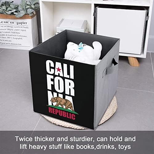 Bandeira da California Canvas Bins de armazenamento colapsível Cobertas de organizador de cubos com alças para carro de escritório em casa