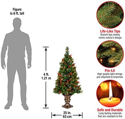 Árvore nacional de árvore de Natal Crecedwood Spruce, Garland de Natal de 4 pés e companhia pré-iluminada de Natal