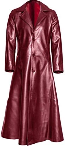 Mens retro couro vintage casaco comprido trincheiro steampunk jaqueta gótica sobretudo gótico de couro de moda