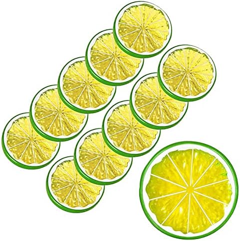 Hagao Fake Lemon Slice Fruit artificial Modelo altamente simulativo para decoração de festa em casa amarelo 10 pcs