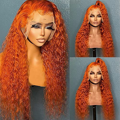 Brenas 10a Ginger Orange 350 perucas frontais de renda Cabelo humano 13x1x4 t Parte HD transparente transparente sem glorário