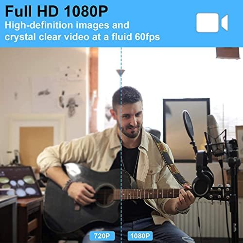 Focus AutoFocus Full HD Webcam 1080p Com Privacy Shutter Tripé grátis - 5MP Pro Webcam com microfone duplo - câmera de computador USB