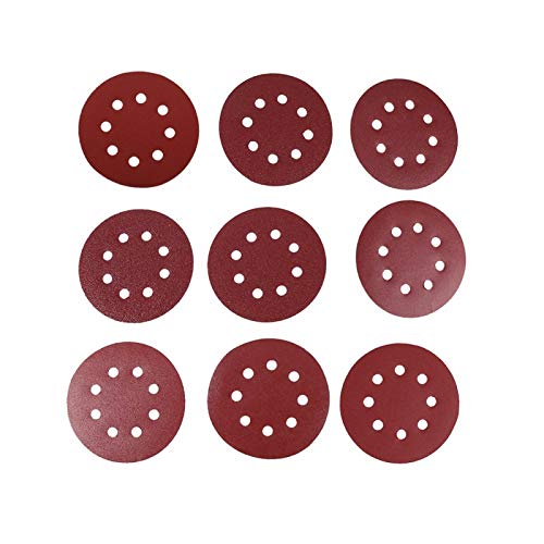Documentos de lixagem Documentos, 10pcs 125mm discos de lixamento em forma de redonda Red 8 orifício 60#-1000#Papéis de areia de grão para polir derustamento [100#]