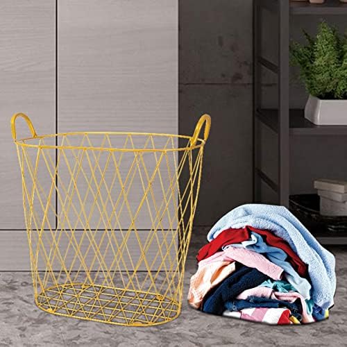 Gazechimp Iron Laundry dificultou grande capacidade com o organizador de brinquedos de brinquedos de alças cesta de roupas sujas para casa, aurina