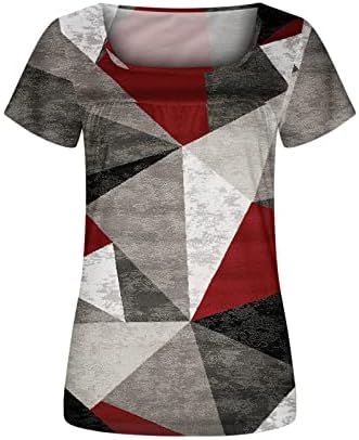 Camisa de algodão de outono de verão para mulheres 2023 Manga curta Scoop pescoço gráfico de camiseta casual 6h 6h