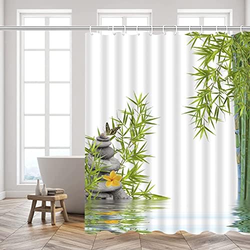 Cortinas de chuveiro de bambu verde yadshoti verde cenário de borboleta decoração de banheiro de banheira de banheira em casa de banheira de banheira de banheira pendurada de banheira