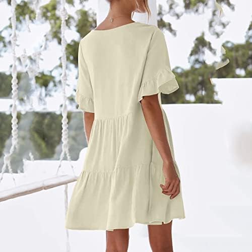 Vestidos para mulheres 2023, vestido casual de manga curta no verão de bolso de bolso de bolso de bolso A mini vestidos de balanço da linha