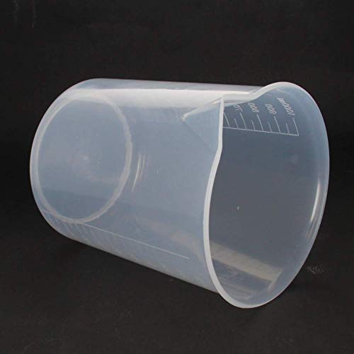 Bettomshin 2pcs 1000ml PP Medição de plástico de baixa forma de copo, copos de mixagem de resina copos de medição líquidos, copos graduados