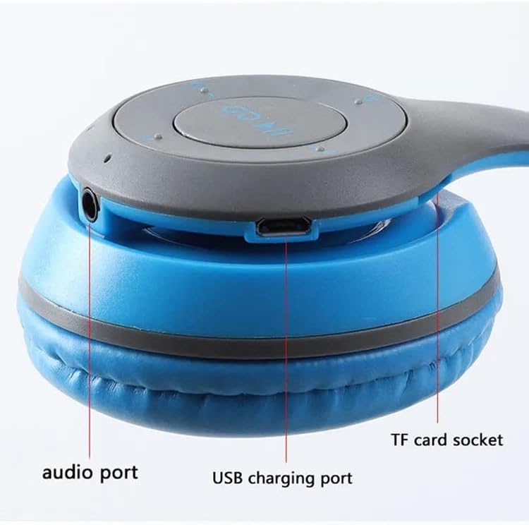 Fones de ouvido sem fio sobre o ouvido P47 Super Bass 5.1, controle de volume, Bluetooth, suporte de cartão SD, luzes LED, compatíveis com Apple & Android, microfone embutido