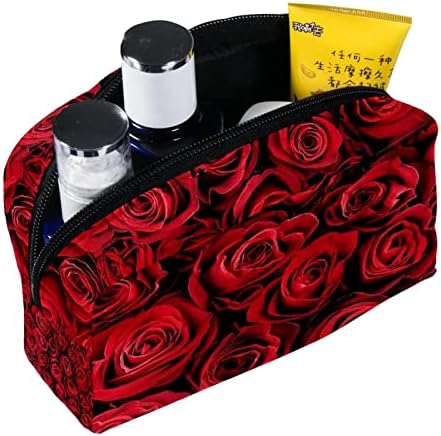 Bolsa de maquiagem de viagem, bolsa de cosméticos Caso organizador, para mulheres para produtos de higiene pessoal Acessórios, Red Rose Valentine