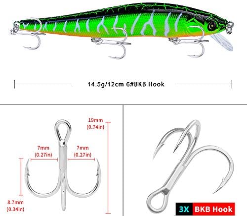 Proberos Minnow Bass Pesca Lures - Jerkbait Sinking Lure Conjunto de iscas duras Crankbait para truta peixe -gato almiscarado Plug de pesca de azul 6pcs/kit