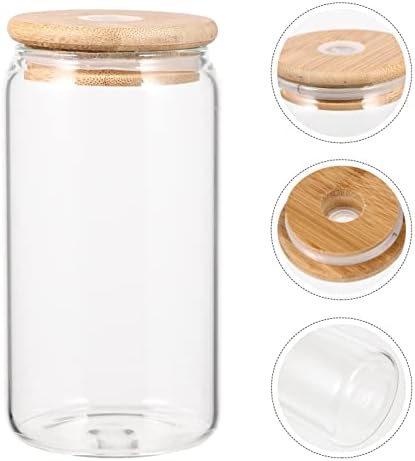 Garrafas de água do coonete upkoch 5pcs maçom jarra de verão tampas de água limpa Multi-função tampa: óculos gelados festas de bambu larga bebidas reutilizáveis