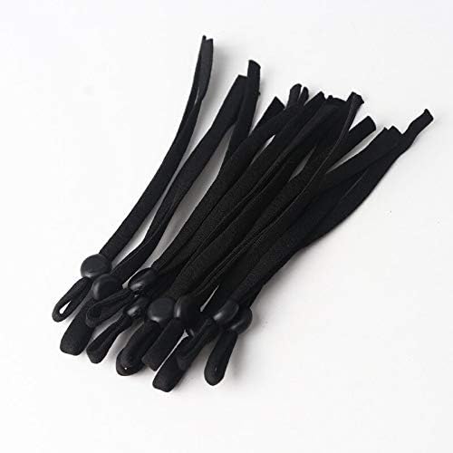 Herrmosa 100pcs preto banda de elástico plana preta nylon silicone fivela de fivela ajustável Diy pendurada corda de costura