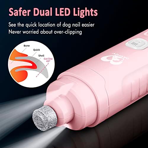 Moedor de unhas de cachorro casfuy com 2 luz LED para cães pequenos médios grandes - 3x mais poderosos 2 velocidades de pet -uil