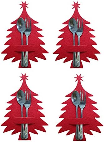 Bolsa de talheres de Natal | 4 peças/conjunto Árvore de Natal Não tecido Utensílio de cozinha rack de Natal Ação de Graças Ano