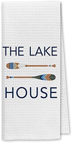 DiBor the Lake House Toalhas de cozinha Toalhas de prato pano de prato, lago vital picada remos de remo decorativo absorvente secagem