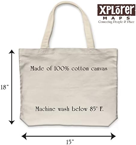 XPlorer mapeia o mapa de Cape Cod mapa sacola de tela com alças, sacola de compras de pano, bolsa reutilizável e ecológica, algodão, lavável, 18 largo x 15 de altura