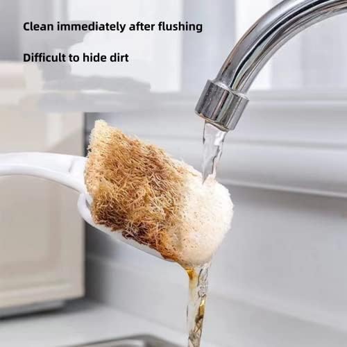 Brecha de prato de esponja de boba natural com alça, escova de esfoliação de 2/4 para limpar a cozinha e lavar louça, para pia,