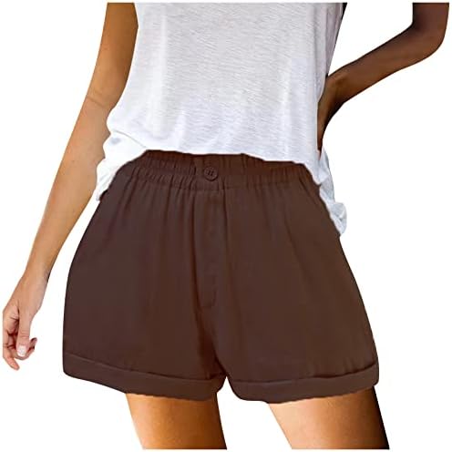 Firero Summer Shorts para mulheres, shorts casuais femininos elásticos de cor sólida com unhas zíper confortável