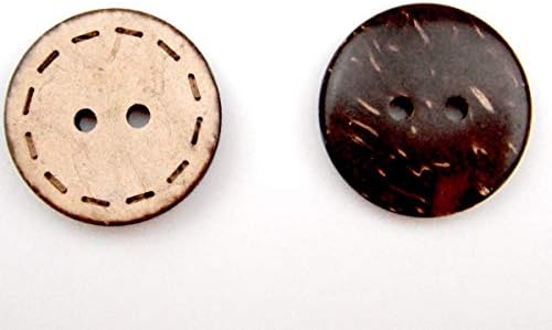 Onwon 100 peças Botões de concha de coco de 15 mm 2 orifícios 2 orifícios de recortes marrons naturais Botões de costura