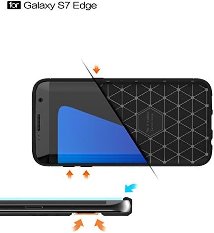 Caixa de borda Galaxy S7, Hualubro [resistente a arranhões] Fibra de carbono Slim Choque absorvendo TPU Tampa fina de protetora