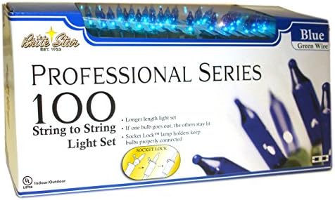 Brite Star 100 Count Professional Series Mini Lights, Green Wire, Blue